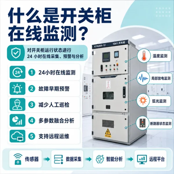 开关柜在线监测系统特点示意图-可视化监控高度集成化